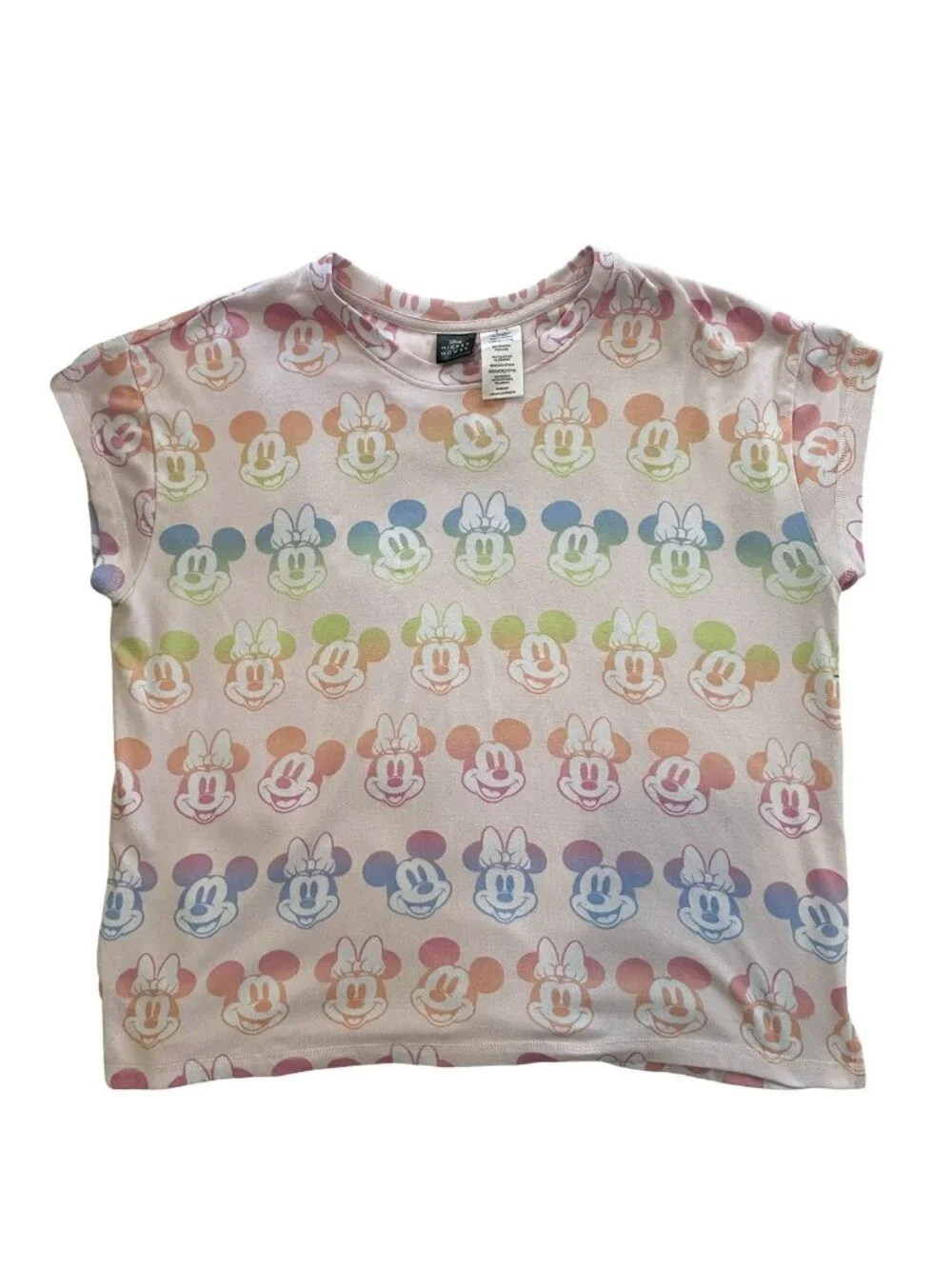 Disney Mickey Minnie Ombre Pajama Set Pink Lounge Sleepwear Large - Picture 2 of 9